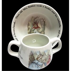 Wedgwood White Ceramic Children's Mug and Bowl with Peter Rabbit